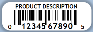 1.2” X 0.42” UPC label barcode label with product description image