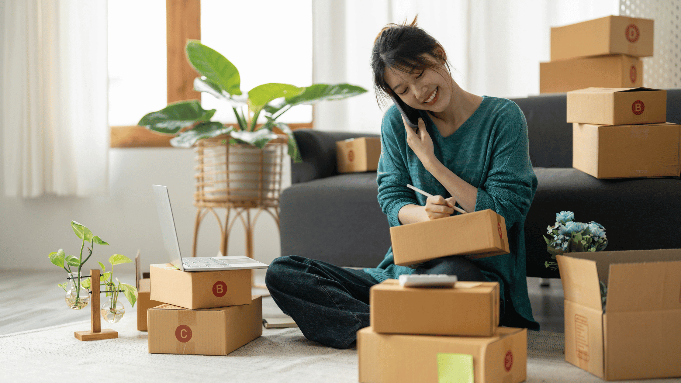 woman on the phone keeping track of inventory in her home."Strategies for Efficient Product Identification in E-commerce"